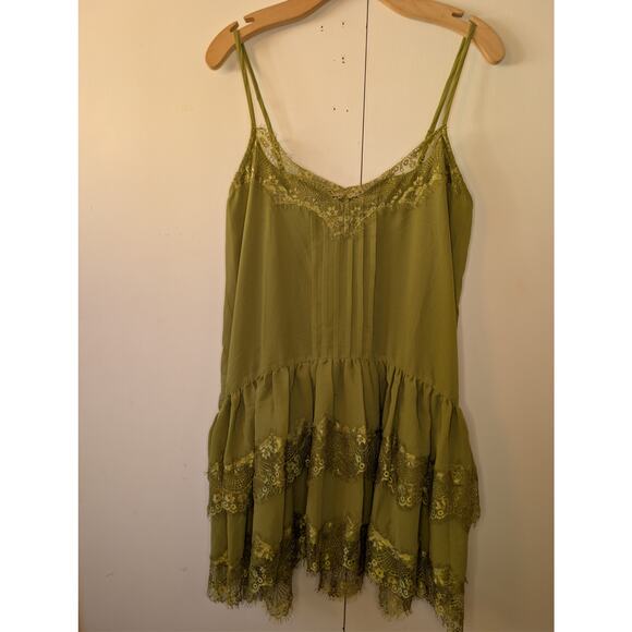 ASOS Cami Tiered Ruffle Mini Olive Dress Size 8 - Picture 14 of 16